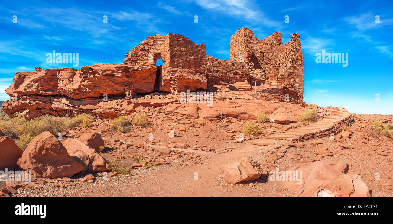 Beau Panorama de Wukoki ou Grande Maison à Wupatki National Monument occupé par l'Kayenta Anasazi culture de 1120 à 1210 Banque D'Images