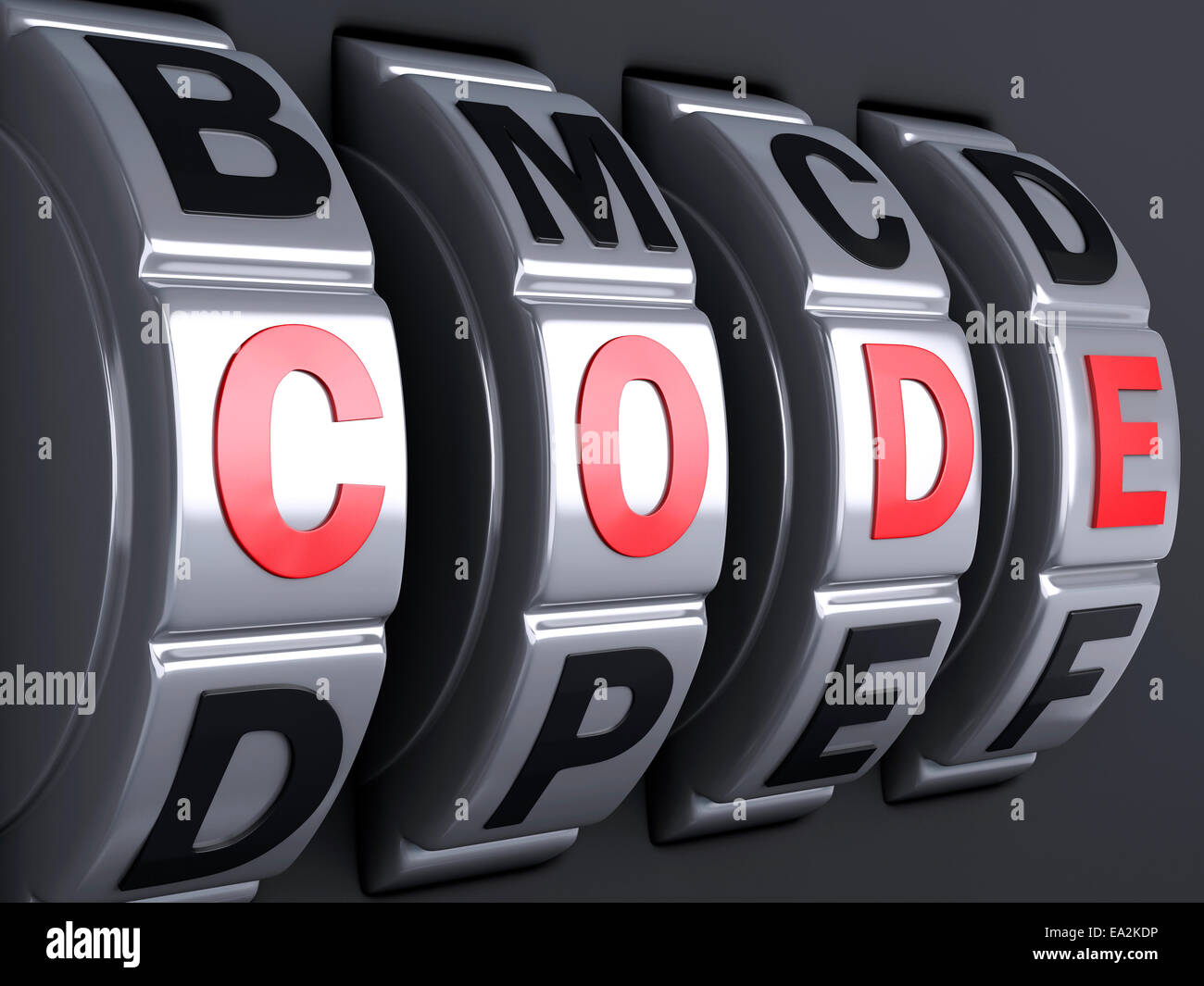 Image de mot de passe de sécurité. combinaison concept alphabet 3d illustration Banque D'Images