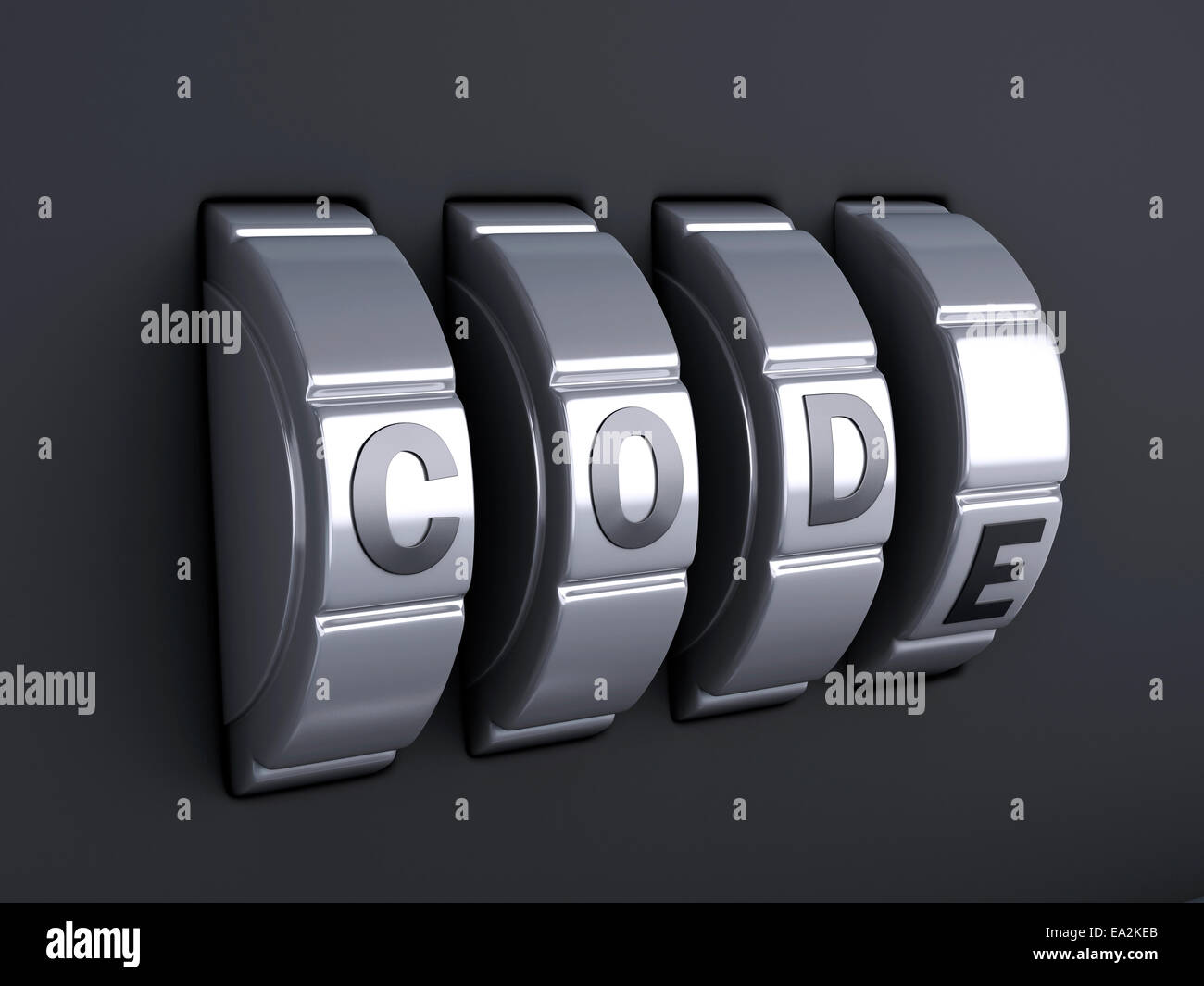 Image de mot de passe de sécurité. combinaison concept alphabet 3d illustration Banque D'Images