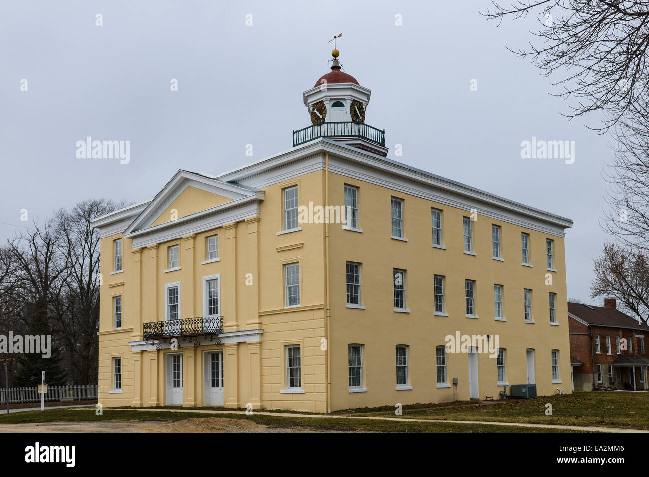 Bâtiment historique clocher à Bishop Hill, Illinois, site de colonie utopique dans les années 1800 Banque D'Images