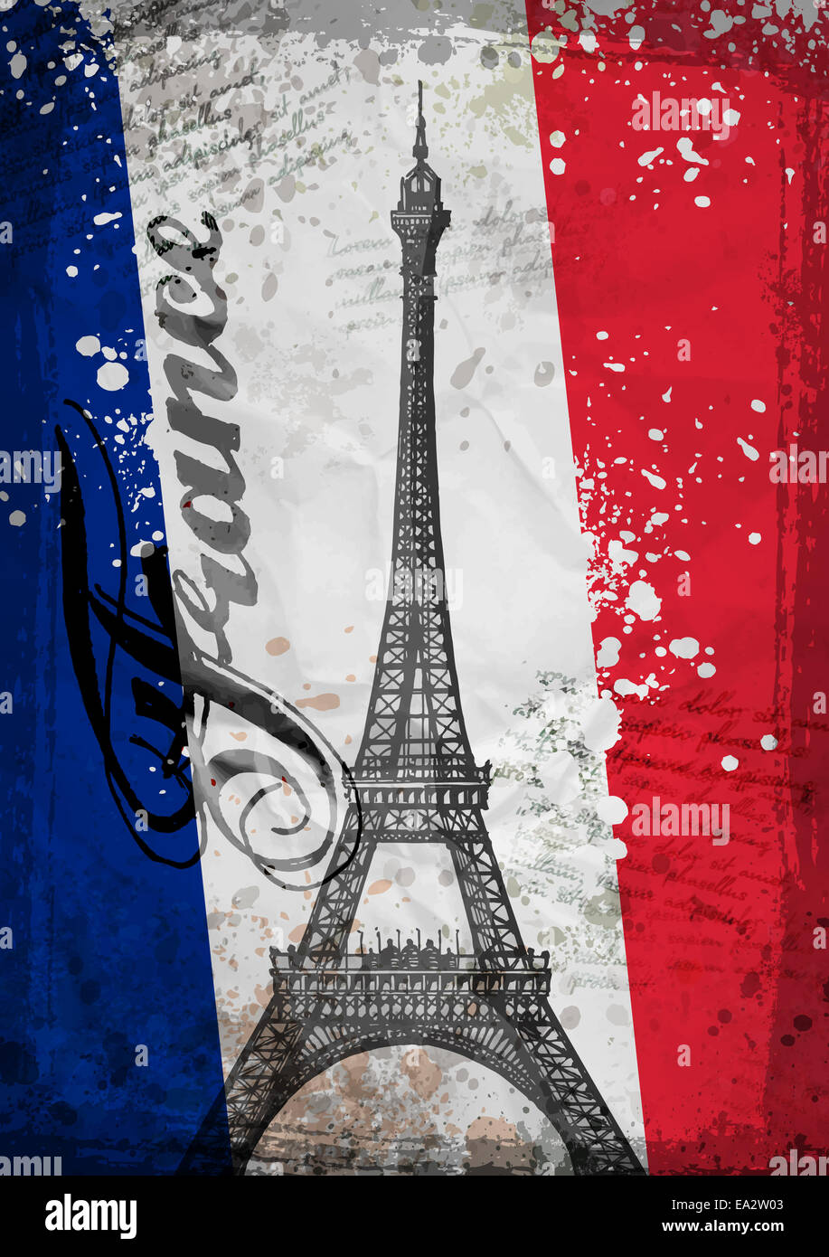 Hand drawn Tour Eiffel. Paris, vector illustration Banque D'Images