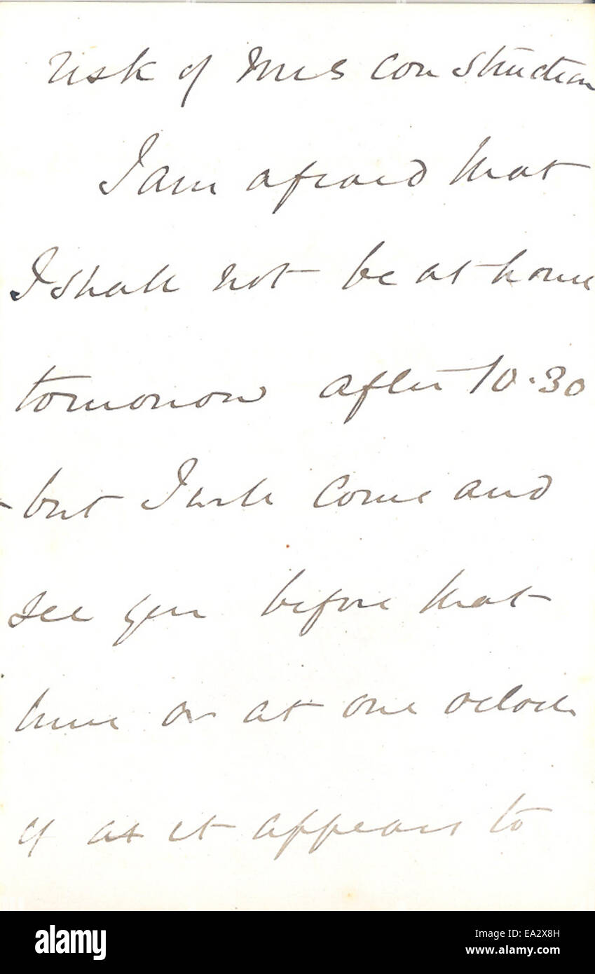 Cette lettre de John Burdon-Sanderson à Charles Darwin, datée du 10 avril 1875, est une correspondance importante dans l'histoire de la science. Il aborde des questions scientifiques, contribuant à l'échange d'idées entre deux personnalités éminentes du domaine de la biologie. Banque D'Images