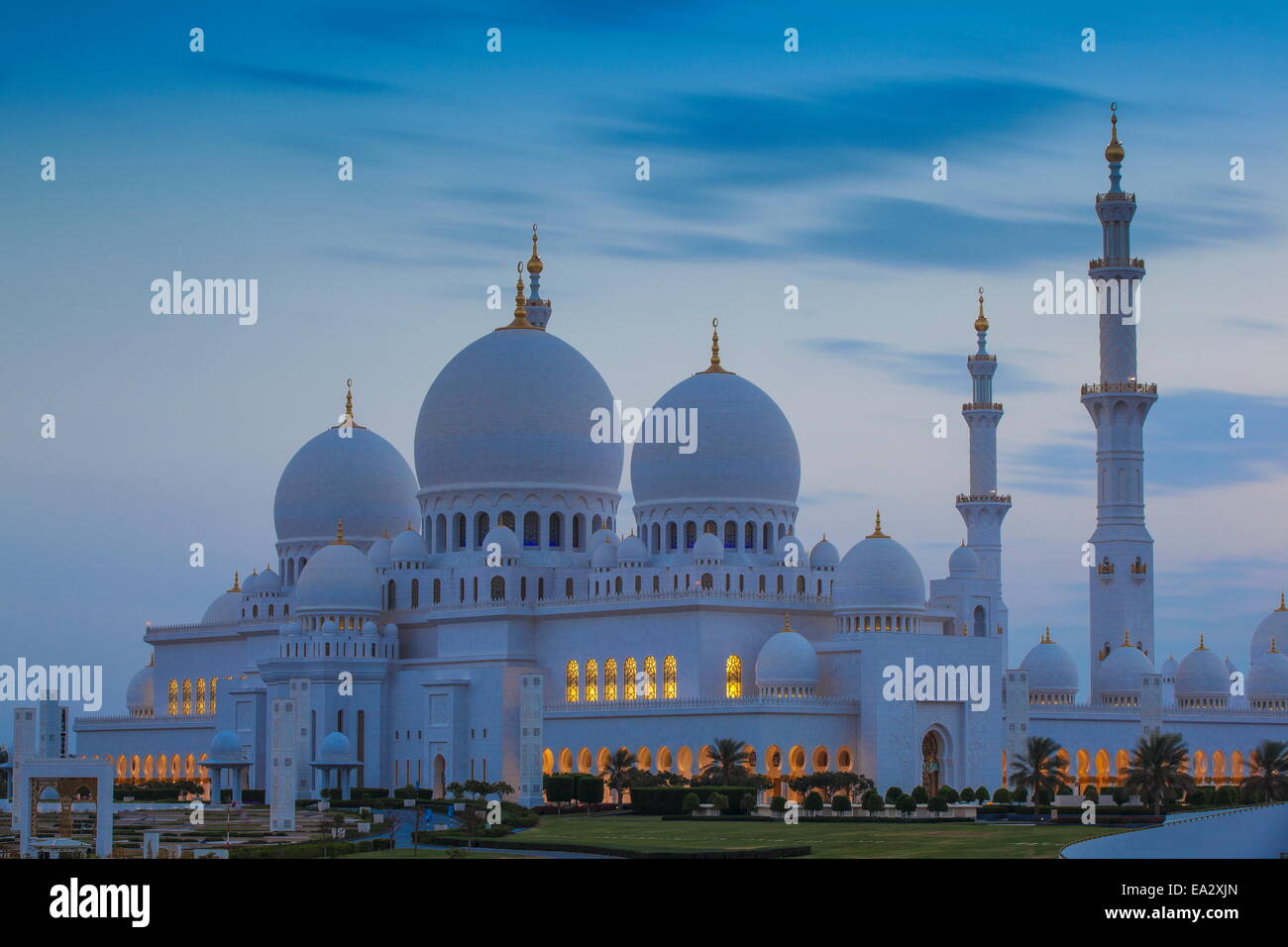 Grande Mosquée de Sheikh Zayed, Abu Dhabi, Émirats arabes unis, Moyen Orient Banque D'Images