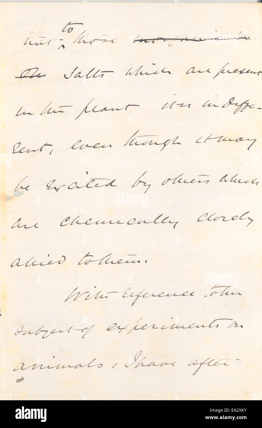 Lettre, Jean Burdon-Sanderson à Charles R. Darwin, le 12 Février 1875 Page 3 Banque D'Images