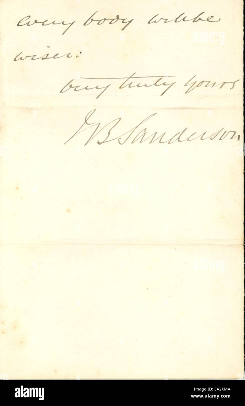 Ceci est une lettre écrite par John Burdon-Sanderson à Charles R. Darwin, datée du samedi 8 mai 1875. La correspondance donne un aperçu des échanges intellectuels entre deux personnalités éminentes de la science au cours du XIXe siècle. Banque D'Images