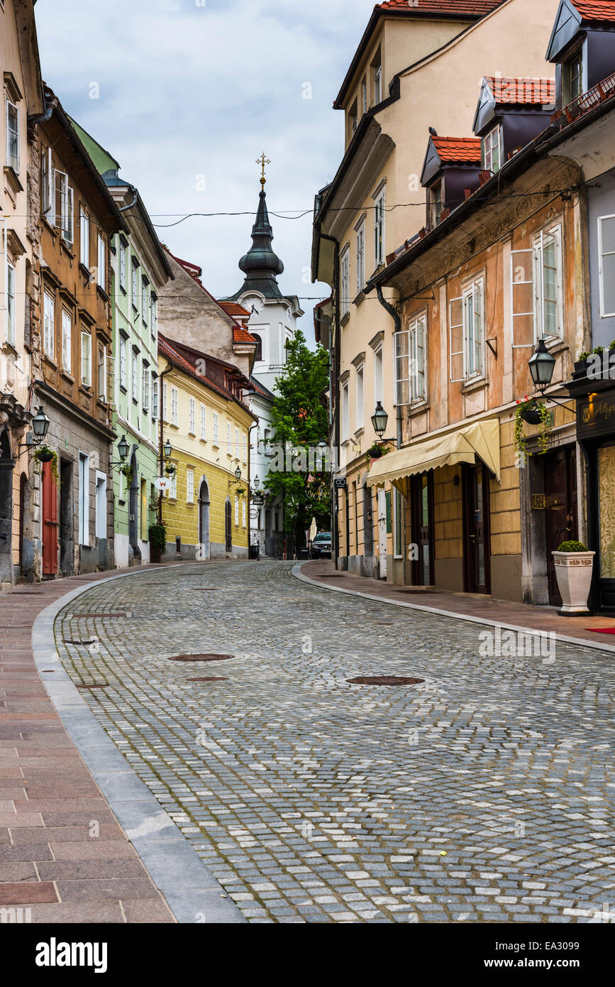 Rue Pavée, Ljubljana, Slovénie, Europe Banque D'Images