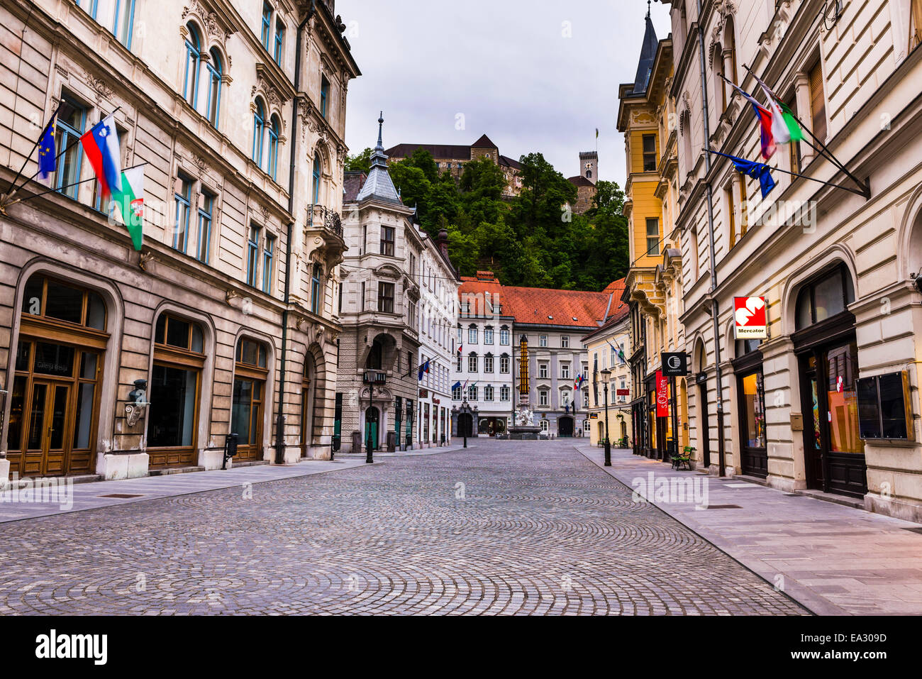 Rue Pavée, Ljubljana, Slovénie, Europe Banque D'Images