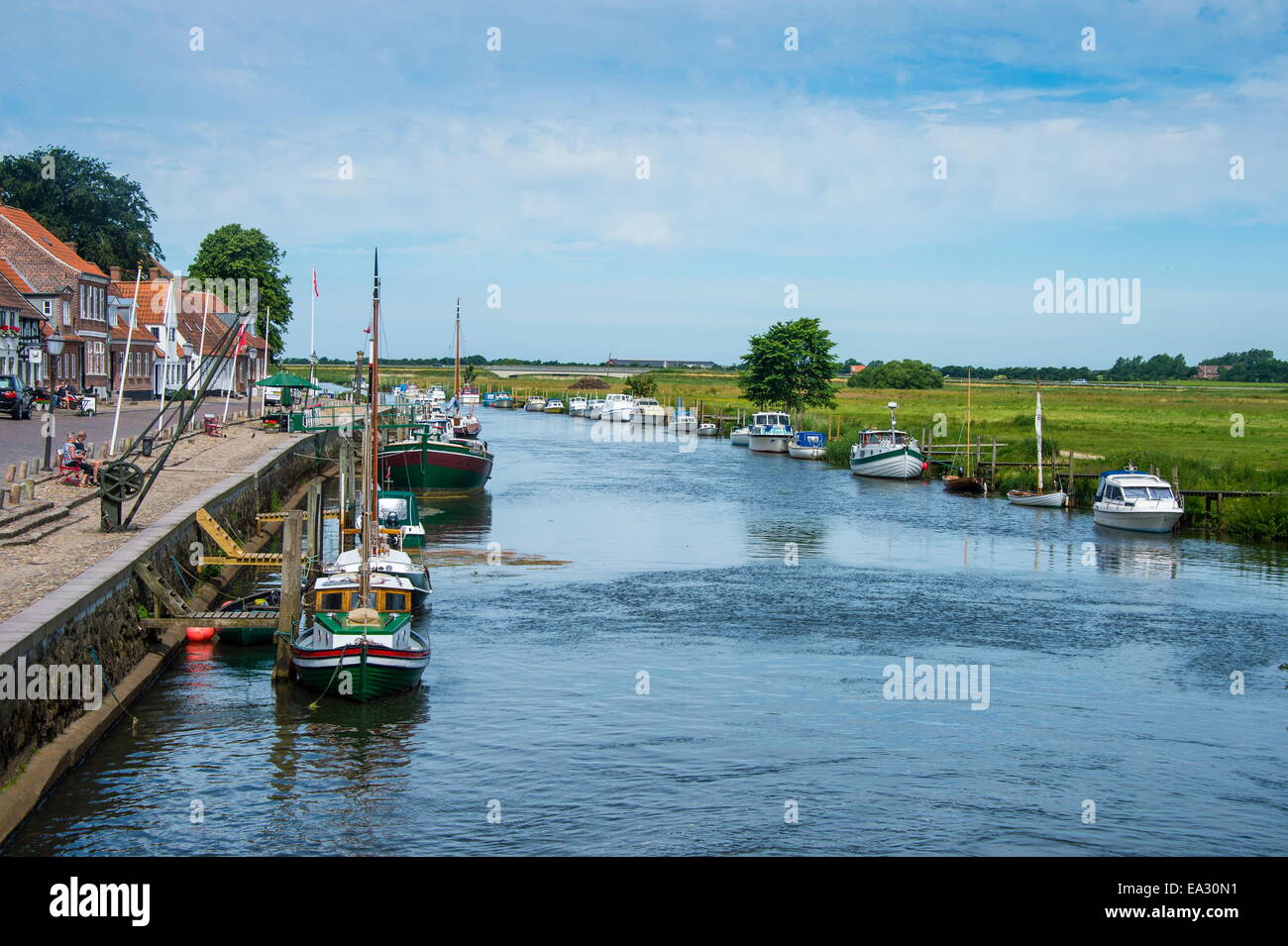 Petit canal d'eau à Ribe, Danemark est la plus ancienne ville, Jutland, Danemark, Scandinavie, Europe Banque D'Images