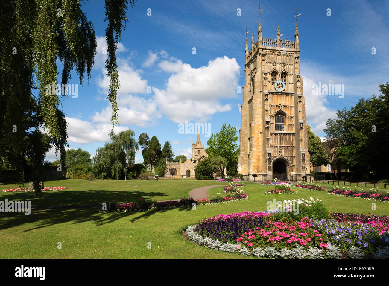Le Clocher et l'église Saint-Laurent à Abbey Park, Evesham, Worcestershire, Angleterre, Royaume-Uni, Europe Banque D'Images