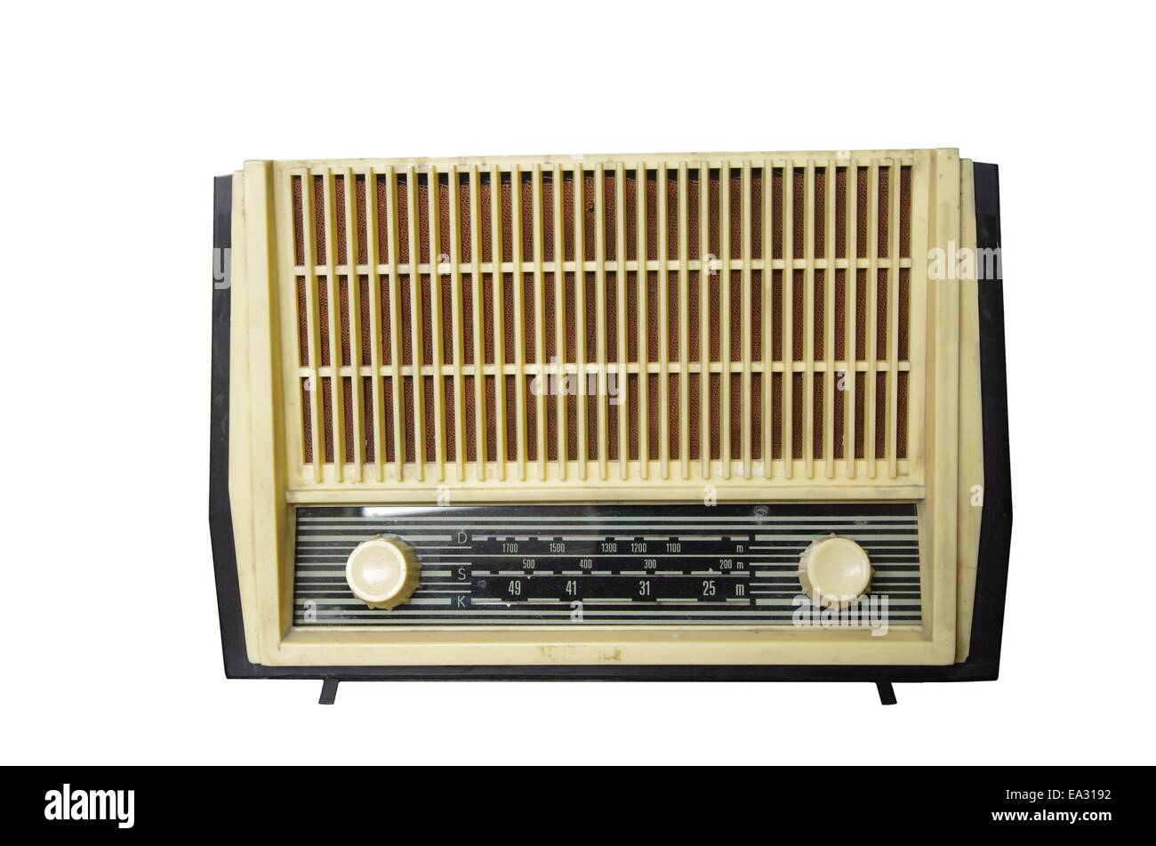 Vintage vieille radio sur fond blanc Banque D'Images