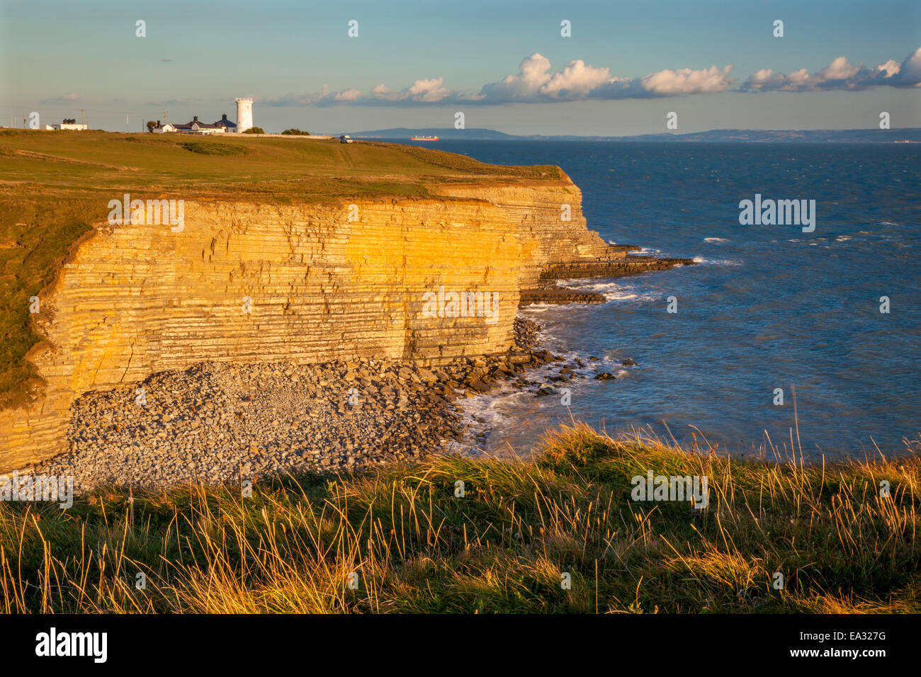Nash Point Lighthouse, Vale of Glamorgan, Pays de Galles, Royaume-Uni, Europe Banque D'Images