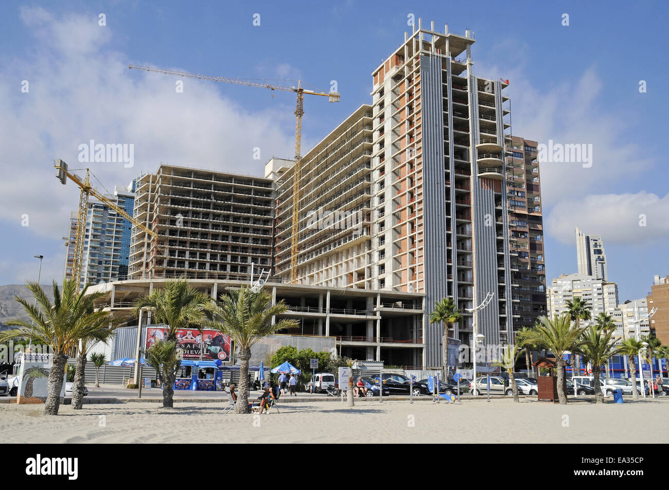 Site de construction, Benidorm, Espagne Banque D'Images