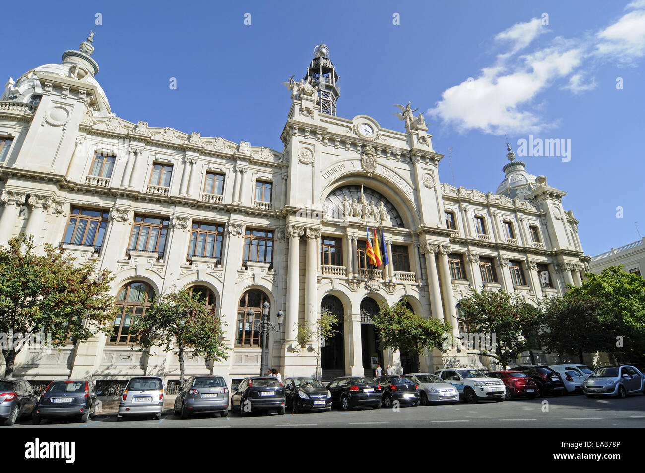 Bureau de poste, place de l'hôtel de ville, Valencia, Espagne Banque D'Images