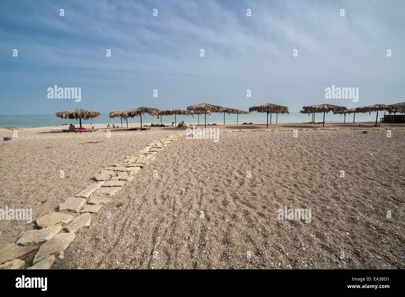 Plage de la mer Noire, de Goudaouta, en Abkhazie Banque D'Images
