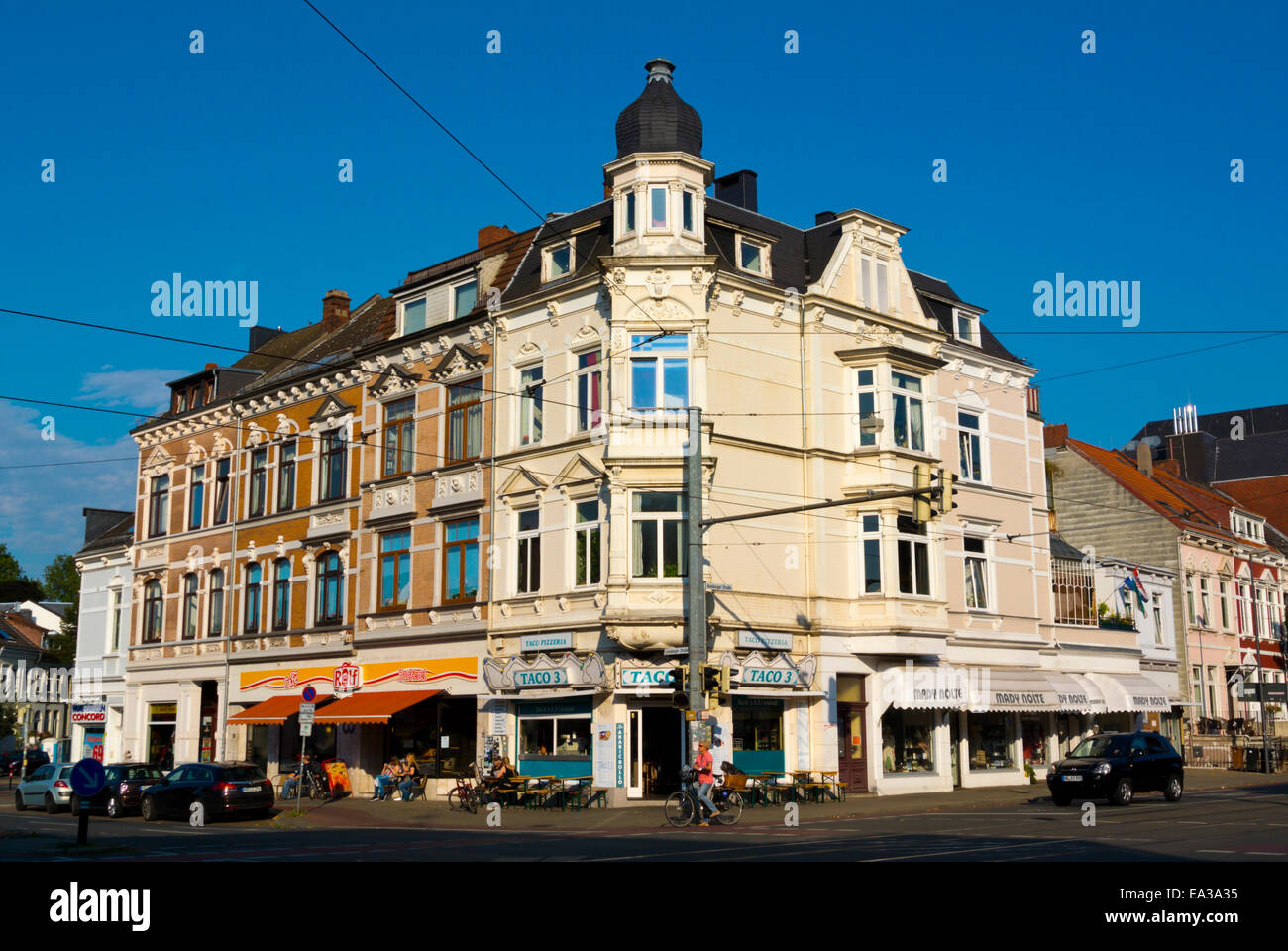 Coin des rues, Luneberger et Hamburger, Steintor district Viertel, Brême, Allemagne Banque D'Images