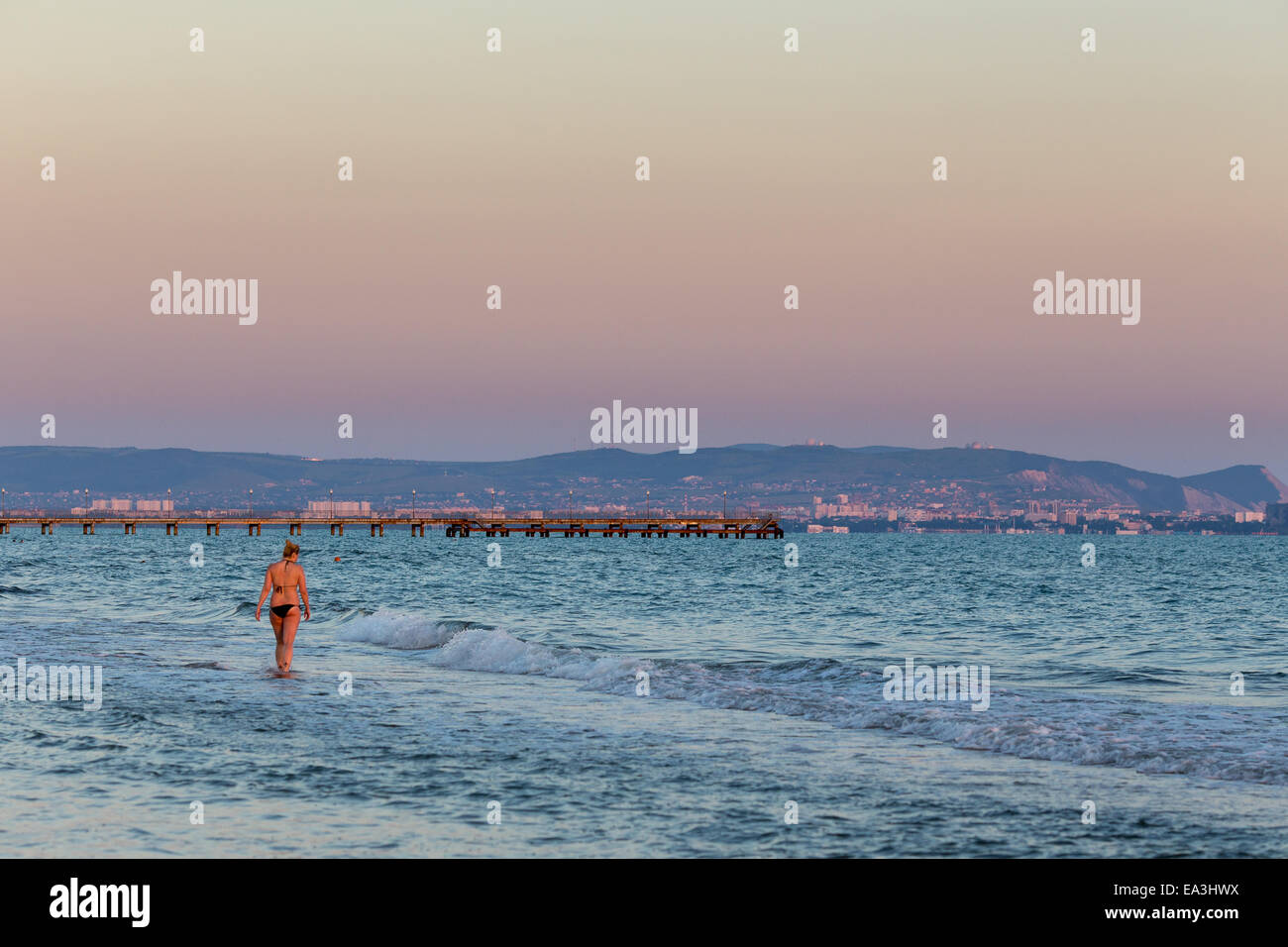 Plage de la mer Noire, Anapa, région de Krasnodar, Russie Banque D'Images