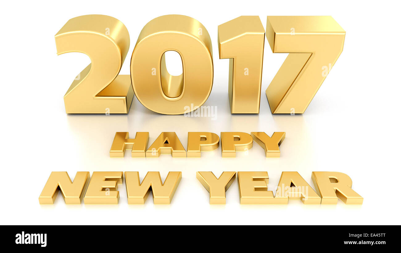 Bonne année 2017. Modèle de conception 3D isolé sur fond blanc. Banque D'Images