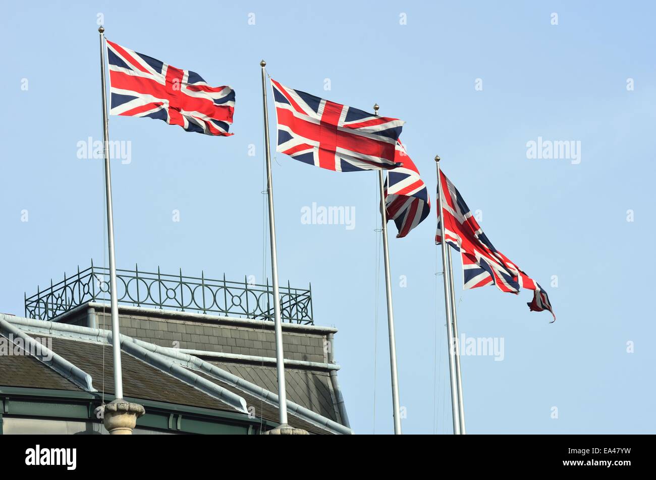 Quatre union jacks Banque D'Images