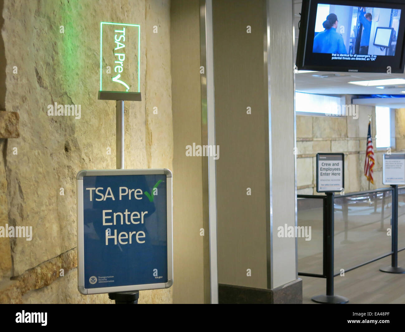 Contrôle de sécurité de la TSA, ligne préapprouvée, USA Banque D'Images