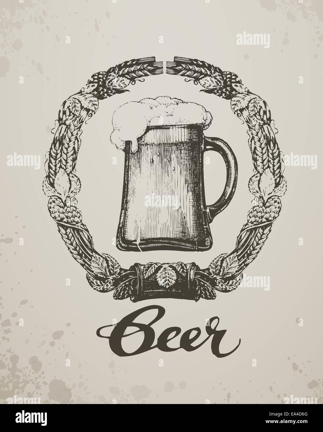 La bière. Fête de croquis. Vector illustration dessinée à la main Banque D'Images