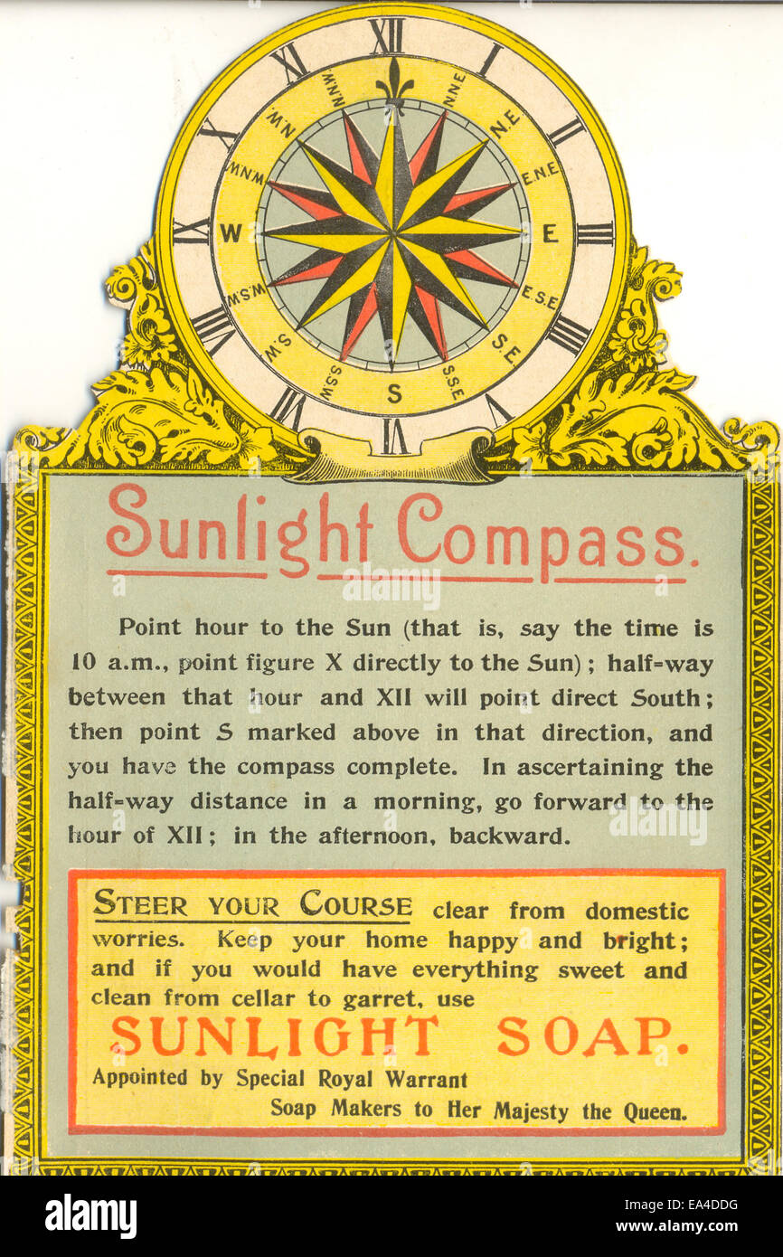 Die cut chromolithographed publicité pour savon Sunlight Banque D'Images