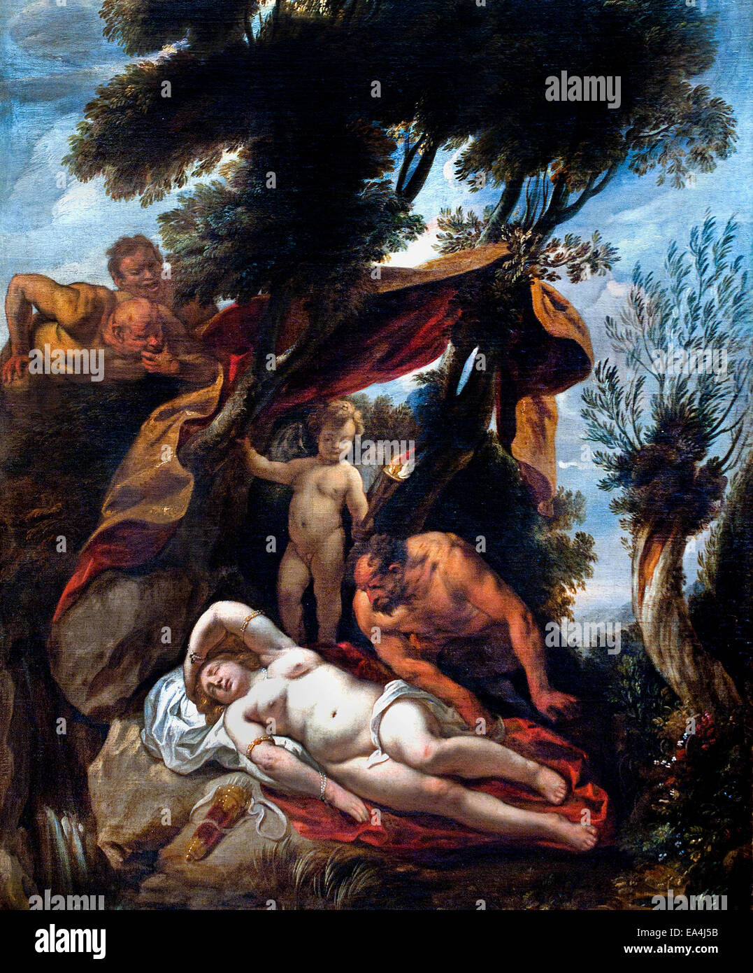 Antiope dormant Jacob Jordaens (1593 - 1678) peintre baroque flamand Belgique Belge Banque D'Images