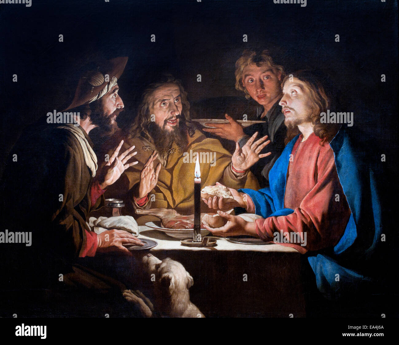 Matthias Stom ou Matthias Stomer (1600-1652) : Le repas à Emmaüs 1636 Pays-Bas Néerlandais Banque D'Images
