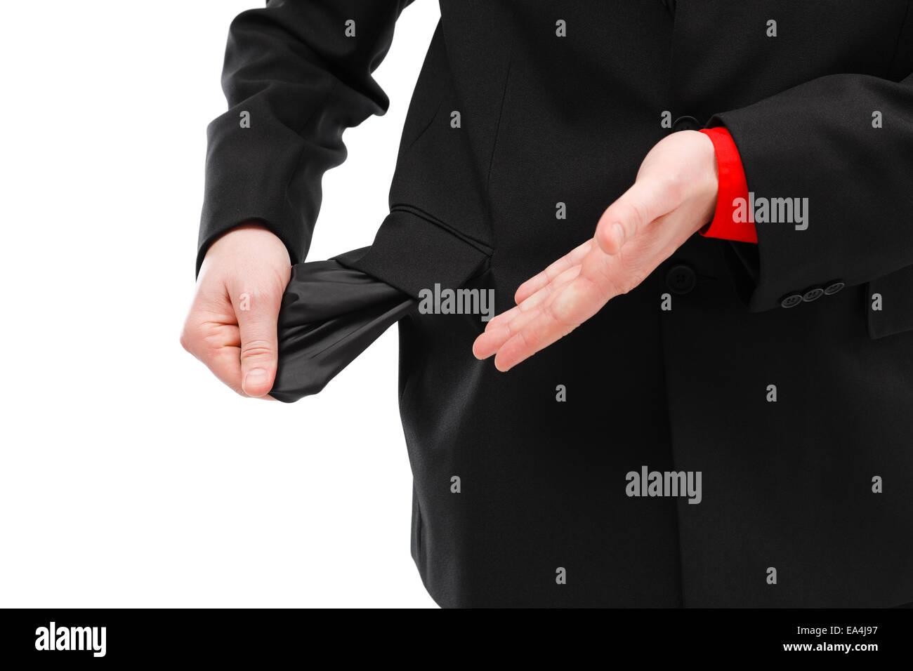 Situation financière d'un homme, en montrant sa poche vide Banque D'Images