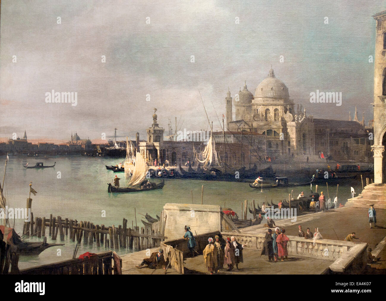 Giovanni Antonio Canal CANALETTO - 1697-1768 Voir Venise La Dogana avec la pointe d'église de la Salute 1726 Italie Italien Banque D'Images