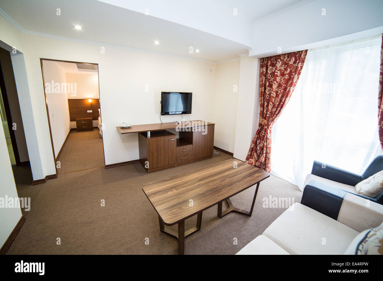 Maison moderne et design d'intérieur chambre à coucher de l'hôtel Banque D'Images