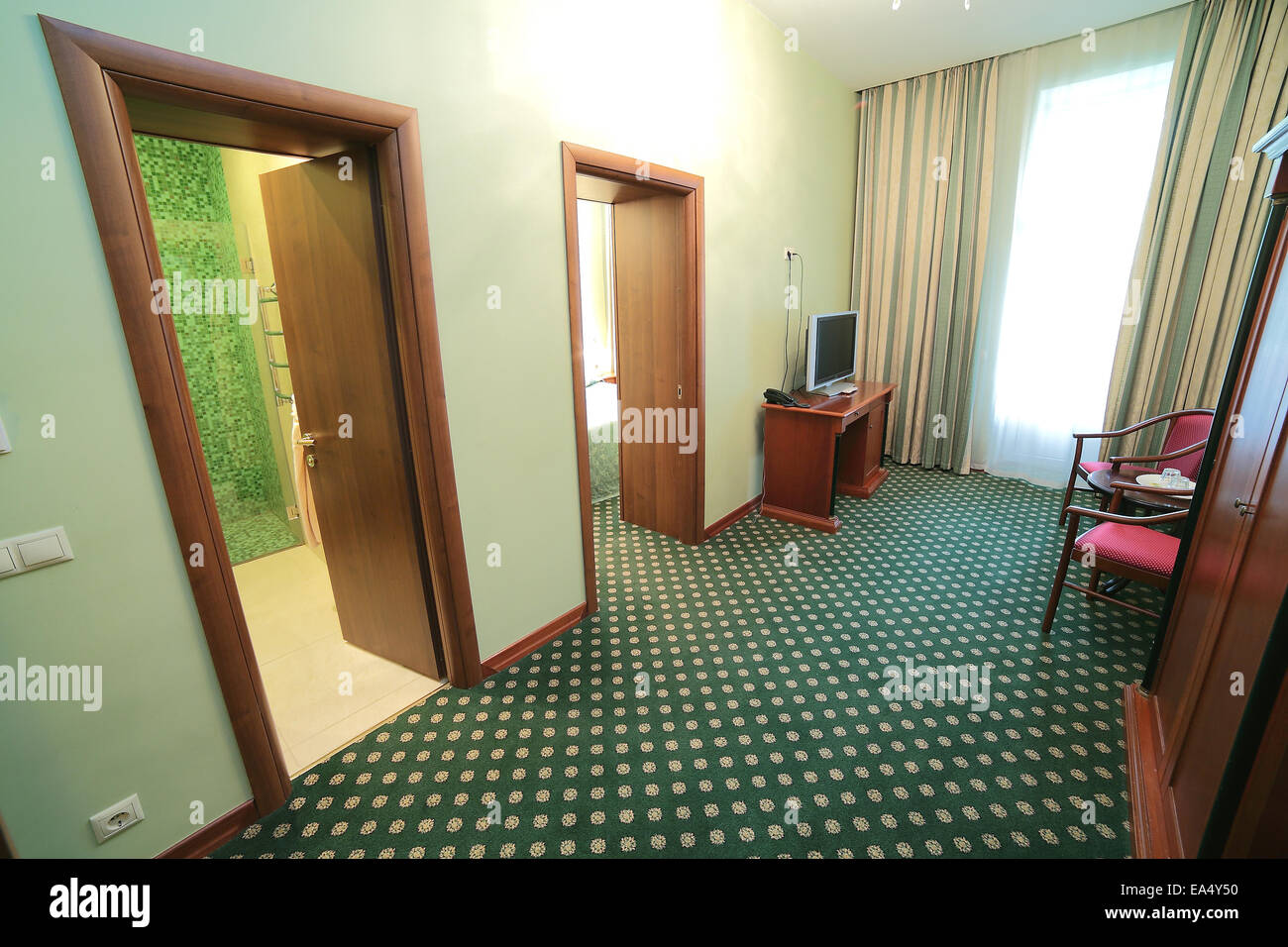Maison moderne et design d'intérieur chambre à coucher de l'hôtel Banque D'Images