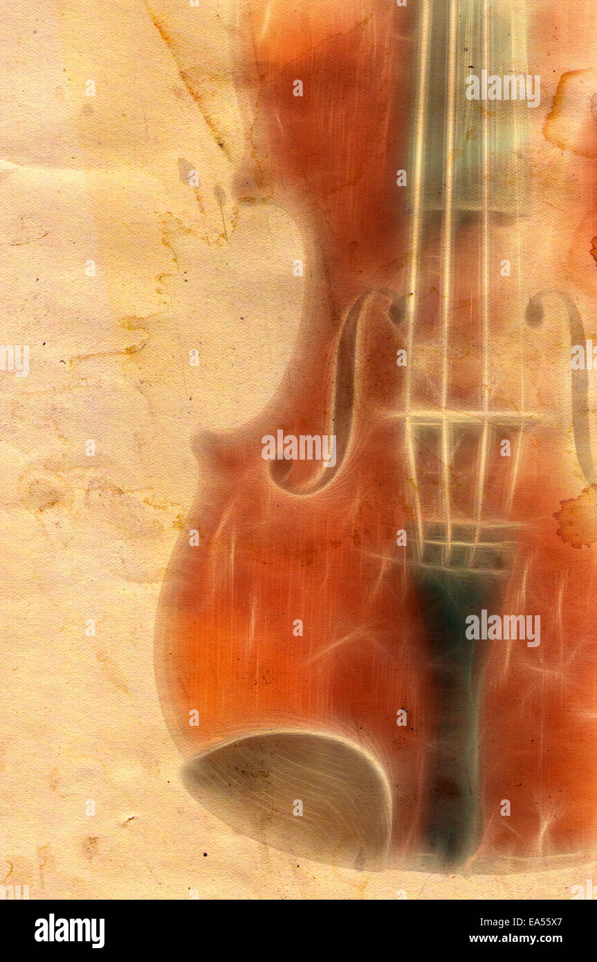 Ancien violon on grunge paper Banque D'Images