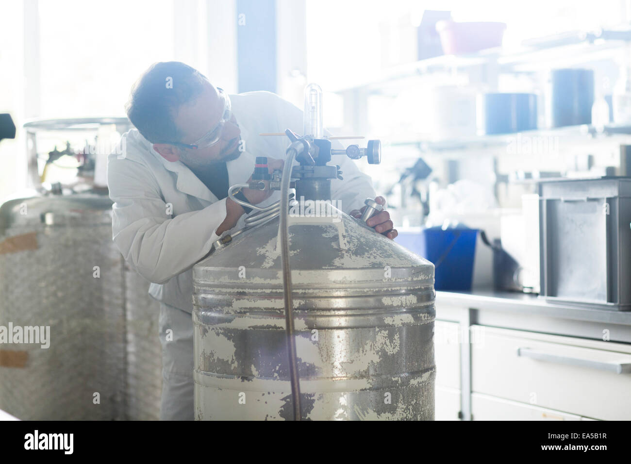 La concentration d'azote contrôle chimiste dans un laboratoire Banque D'Images