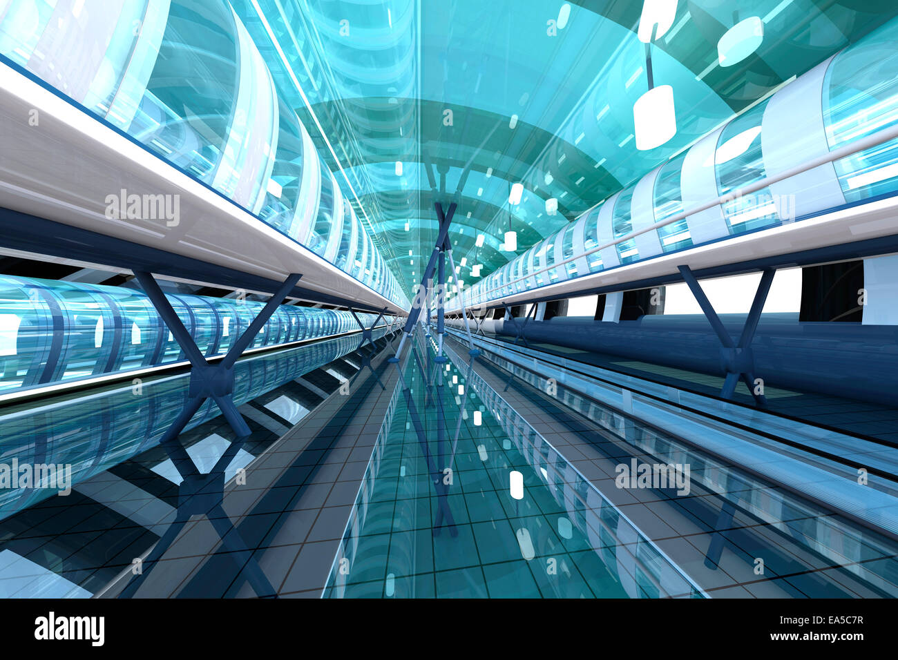 Passage futuriste, 3D Rendering Banque D'Images