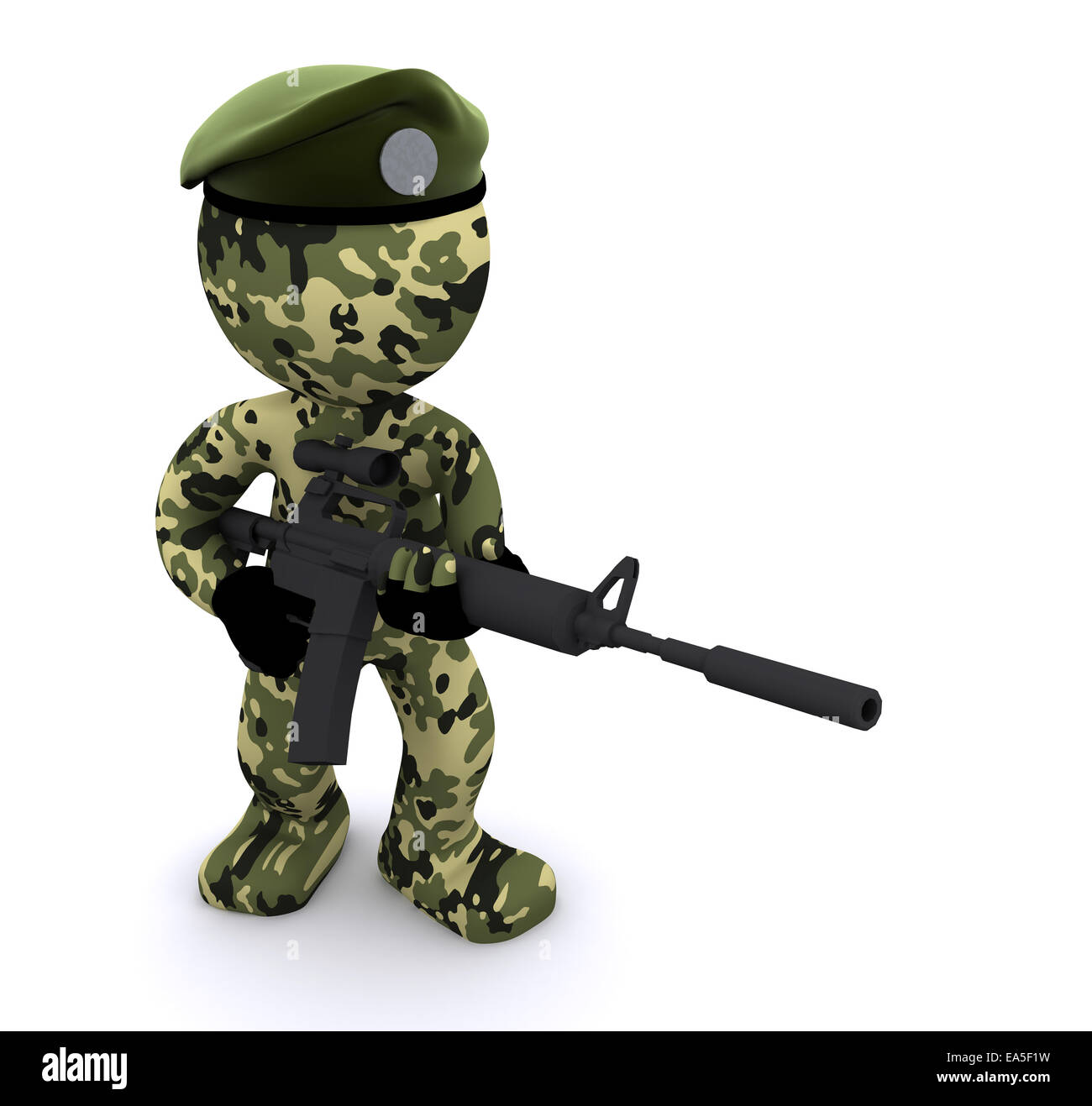 Soldat 3d isolé sur fond blanc Banque D'Images