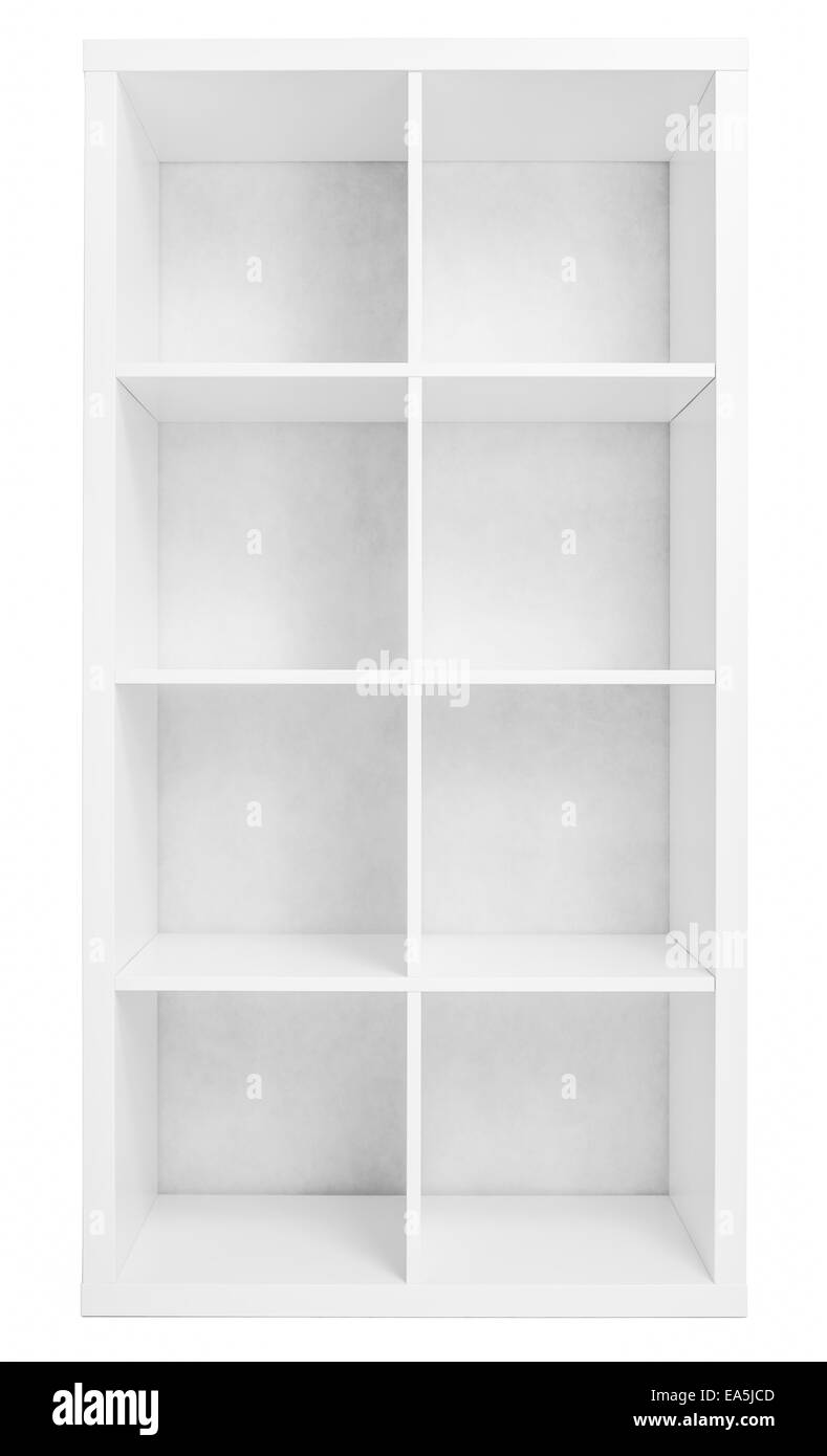 Étagères vides ou la bibliothèque bibliothèque isolated on white Banque D'Images