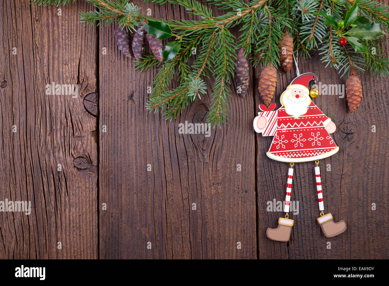 Décoration de Noël sur fond de bois vieux Banque D'Images