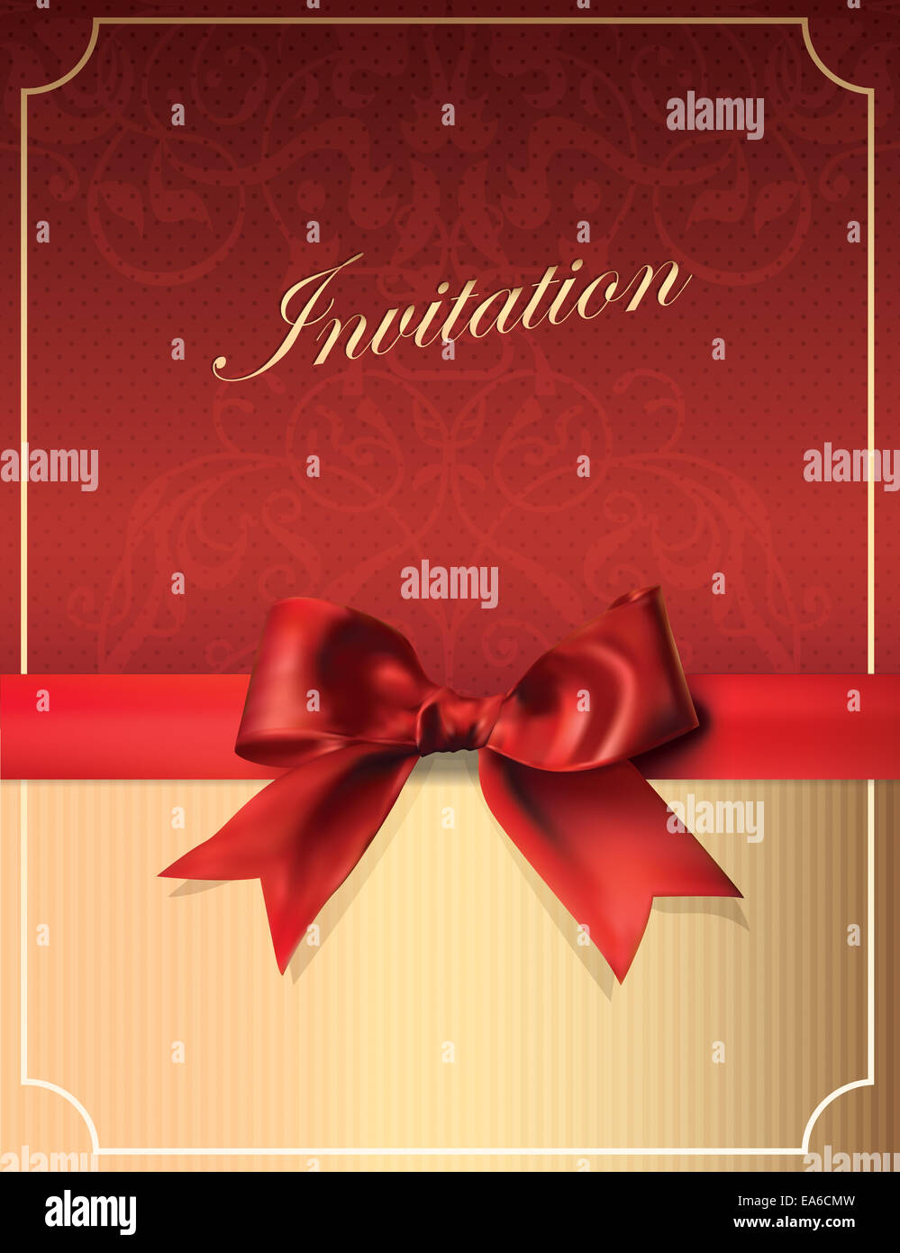 Carte d'Invitation avec Bow Vintage Banque D'Images