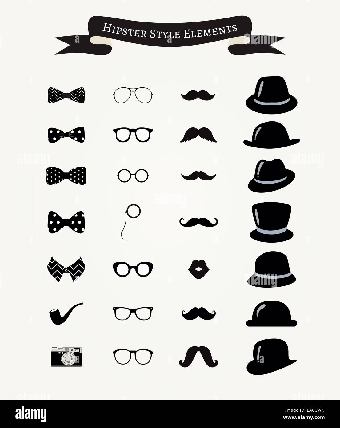 Vintage Retro Hipster Icon Set Banque D'Images