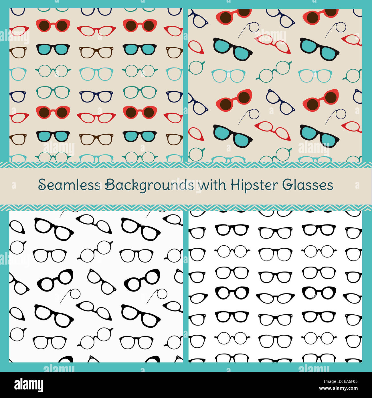 Les modèles sans couture Lunettes hippie Banque D'Images