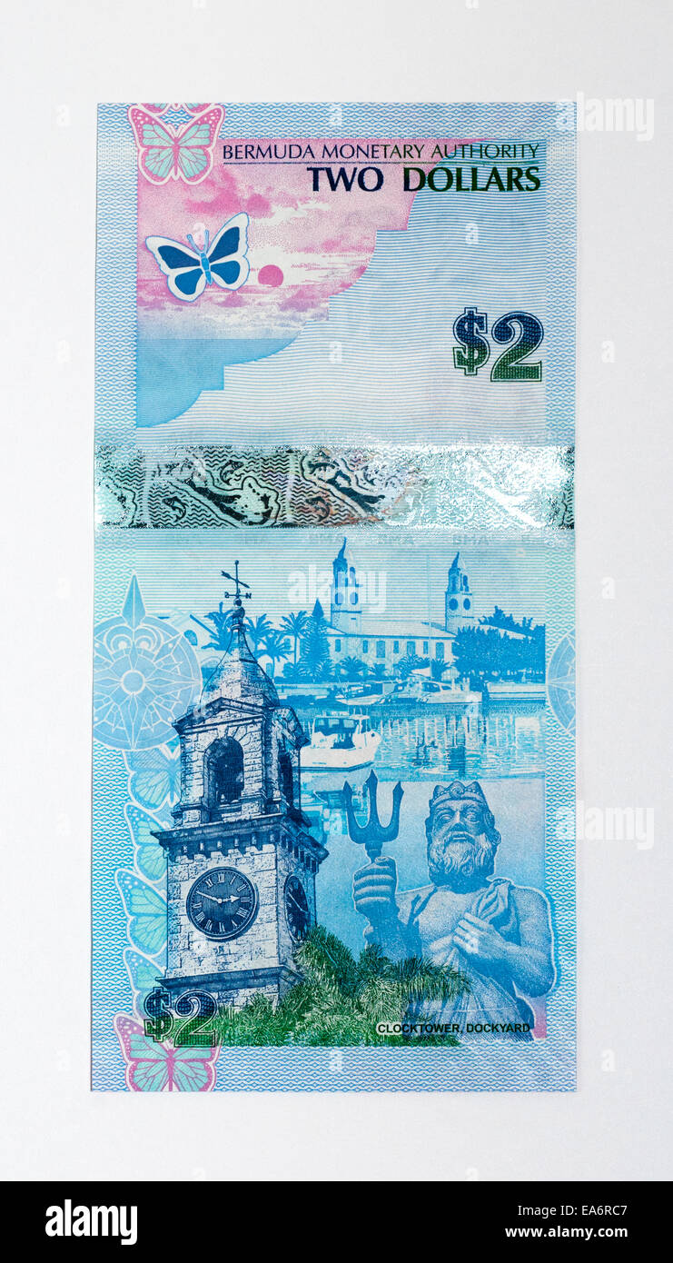 Les Bermudes 2 Deux Dollar Bank Note Banque D'Images