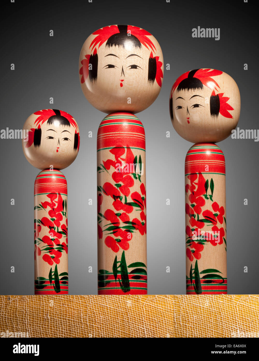 Trois poupées de Kokeshi Japonaise Banque D'Images