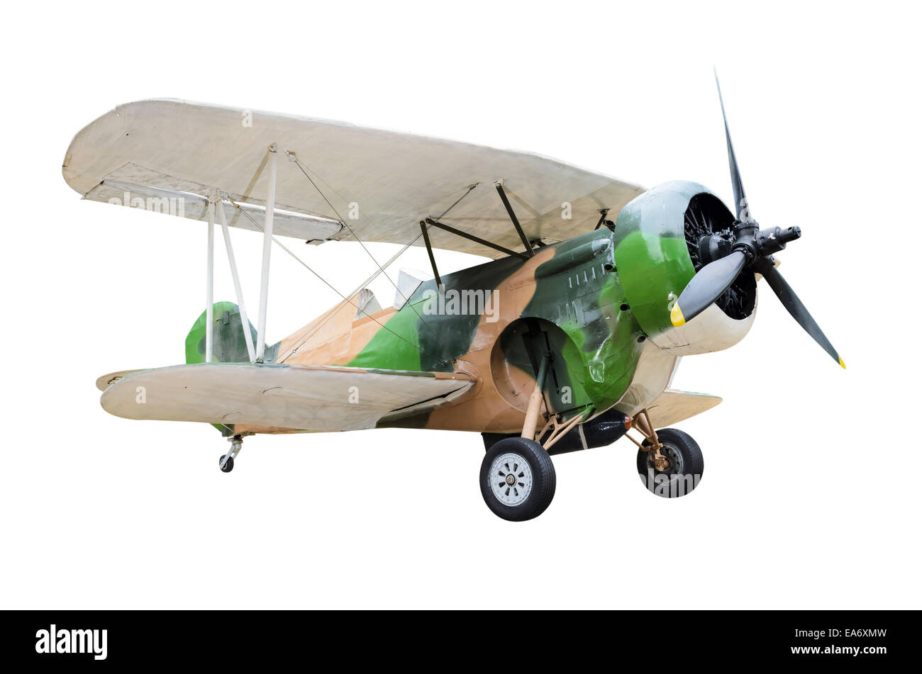 Vieux avions de combat isolé sur fond blanc avec des chemins de détourage Banque D'Images