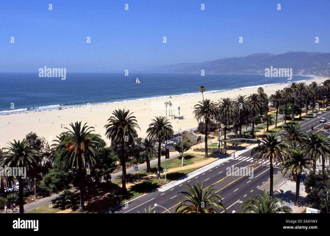 Vue sur la plage de Santa Monica, Californie Banque D'Images