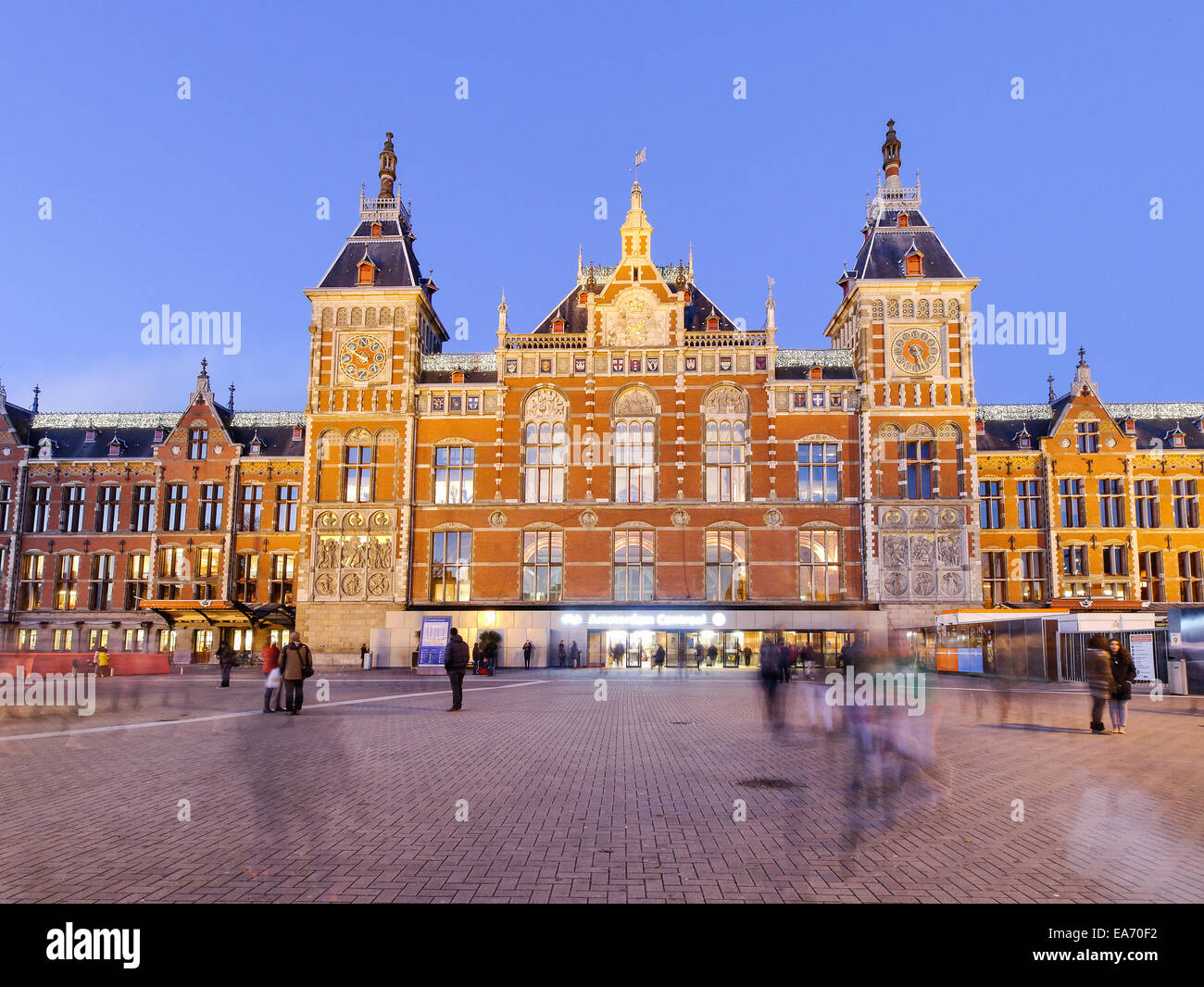 La gare centrale d'Amsterdam, Hollande, Pays-Bas Banque D'Images