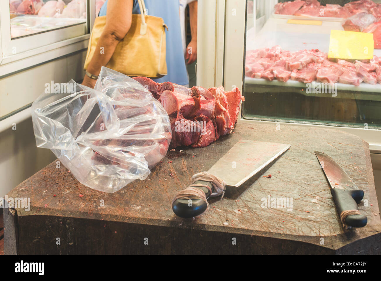 Marché de la viande dans les authentiques Banque D'Images
