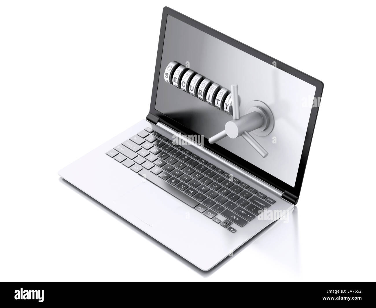 Image de l'ordinateur portable sécurisé abstrait. Concept de sécurité des données.. 3d illustration Banque D'Images