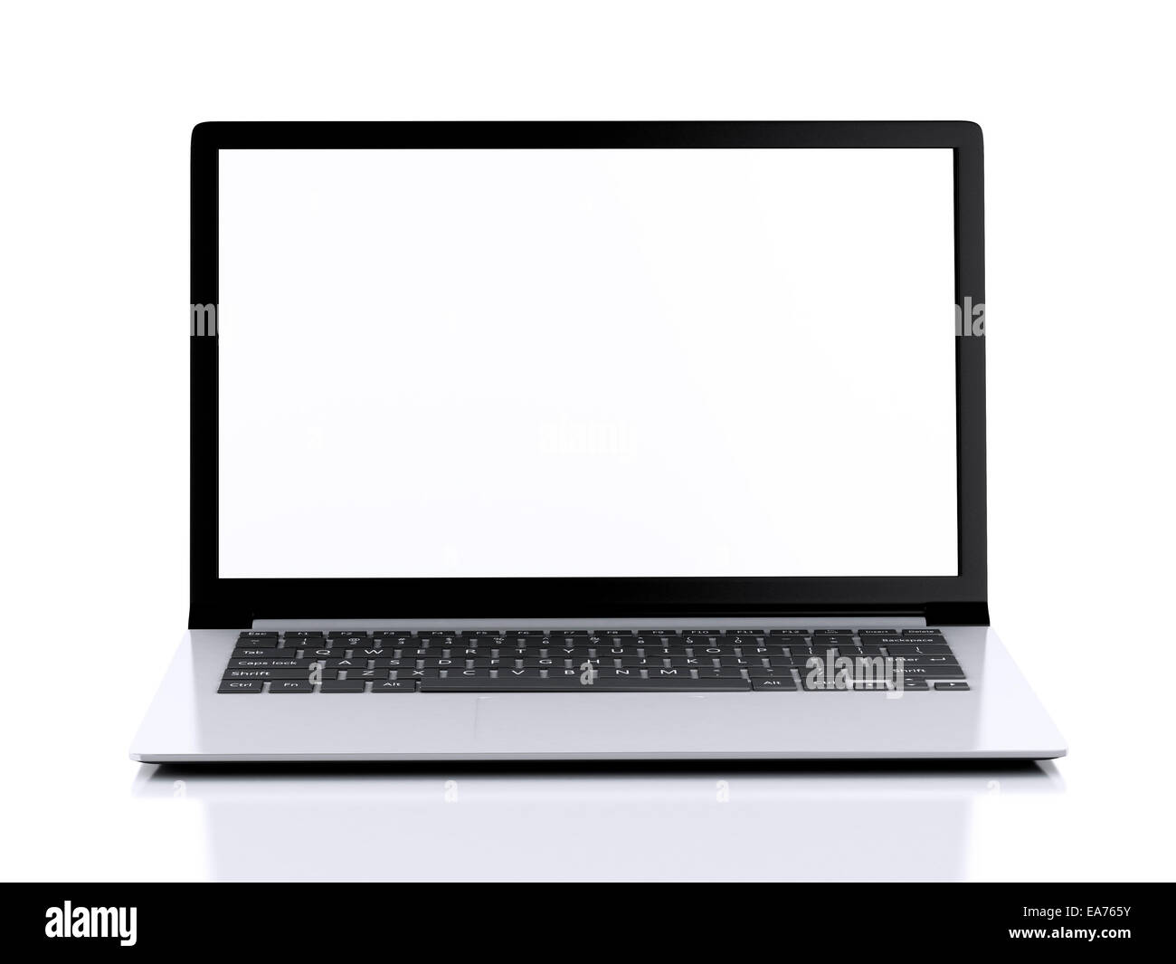 Image de l'ordinateur portable moderne avec écran blanc. 3d illustration sur fond blanc Banque D'Images