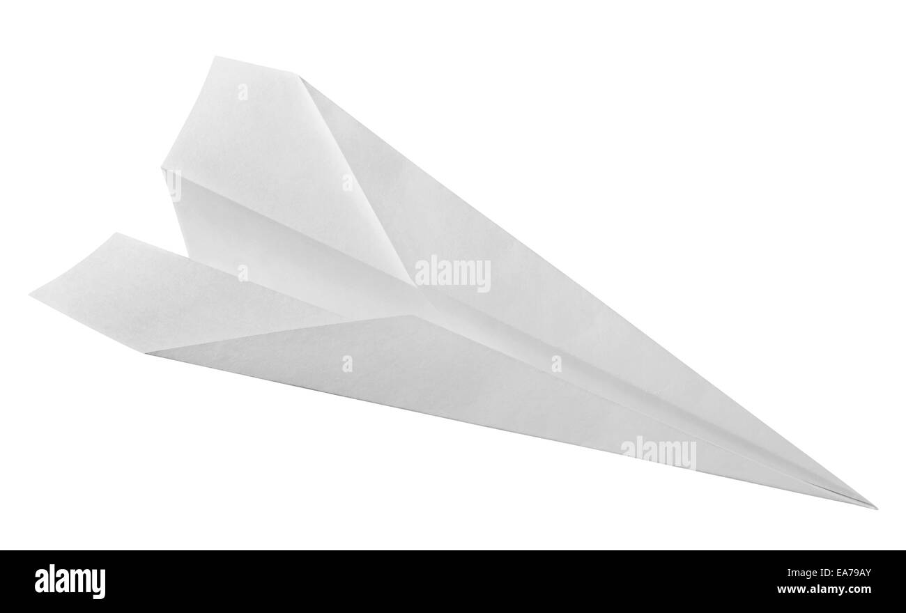 Avion de Papier blanc isolé. Clipping Path Banque D'Images
