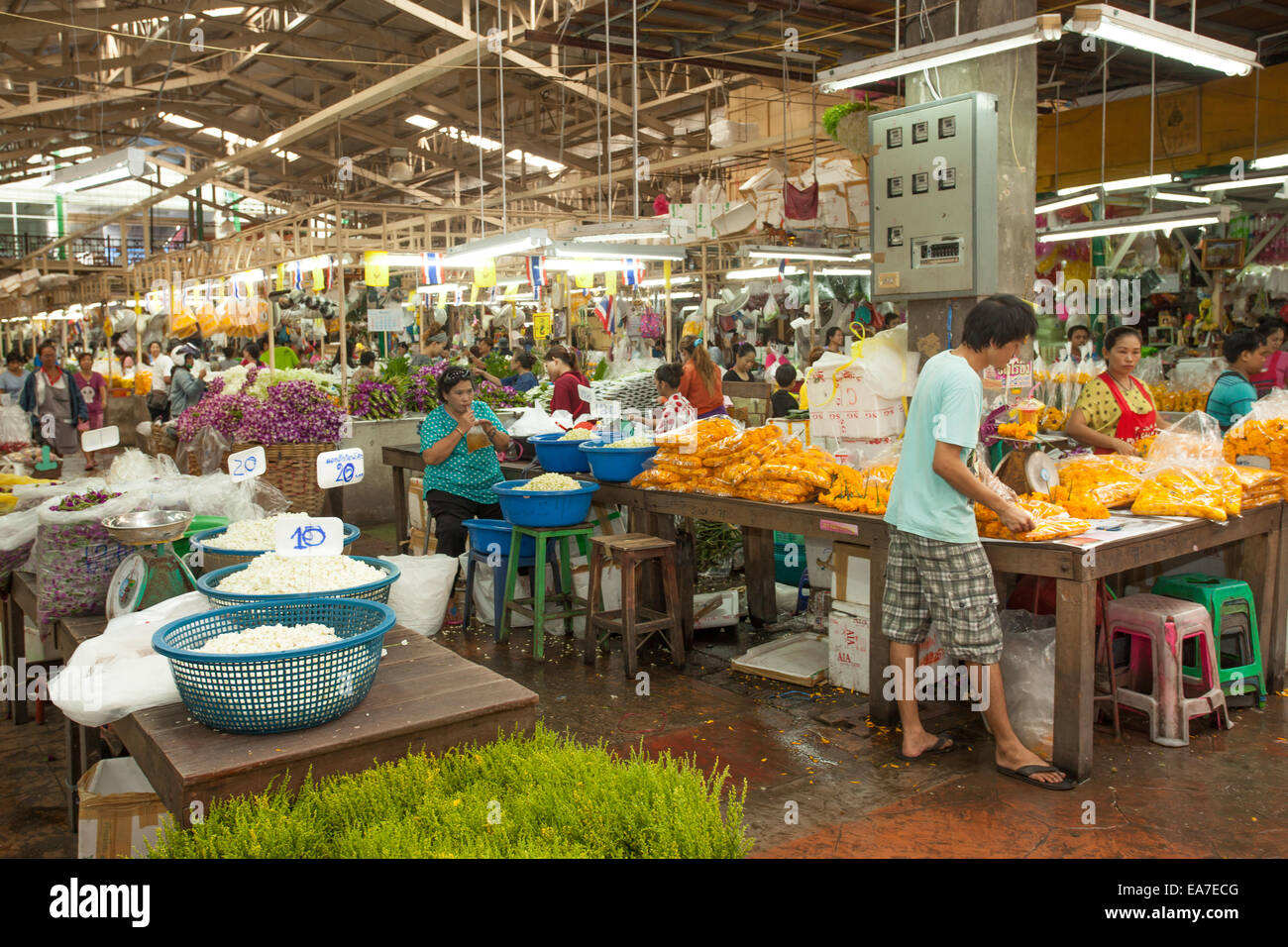 Marché aux fleurs à Bangkok, Thaïlande Banque D'Images